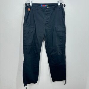 Gmpyre‎ Black Double Knee Cargo Pants Button Fly Utility Pockets Y2K 90s Grunge